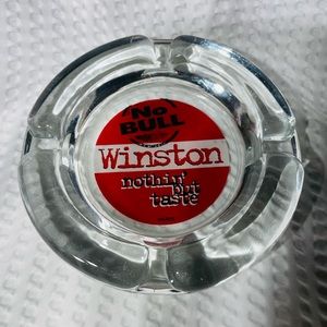 WINSTON Glass Ashtray Cigarette Advertising smoking decor